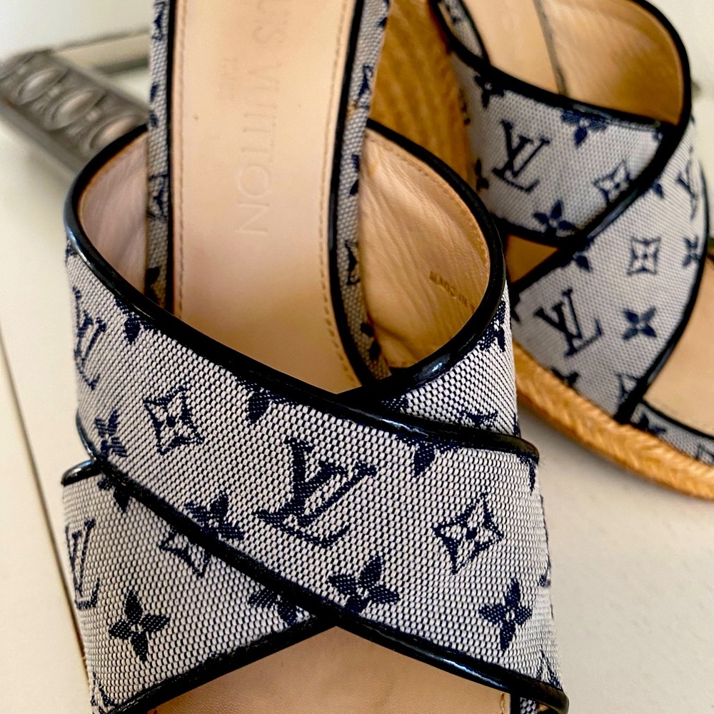 Auth Louis Vuitton Wedge Slides - image 1